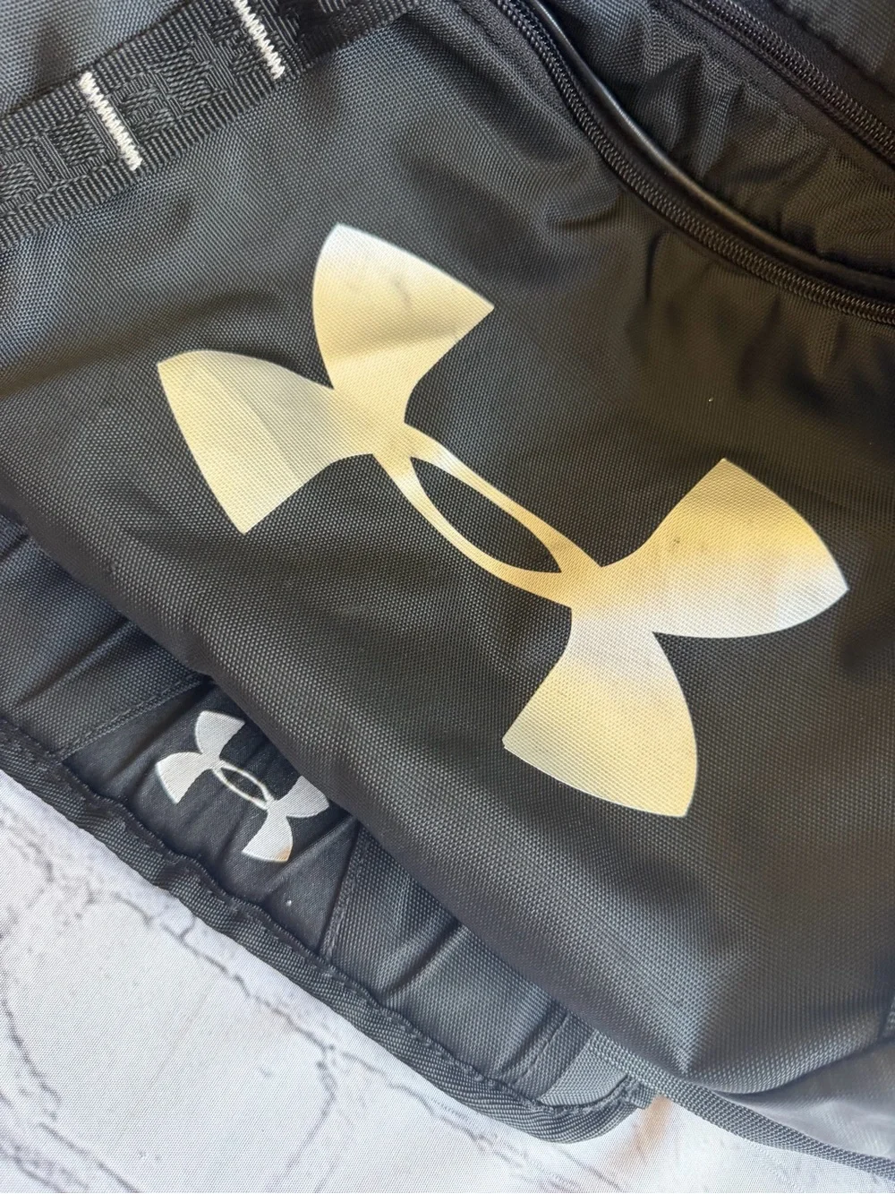 Under Armour Logo Duffel Bag Gym Work Travel Storm Black Sports Overnight